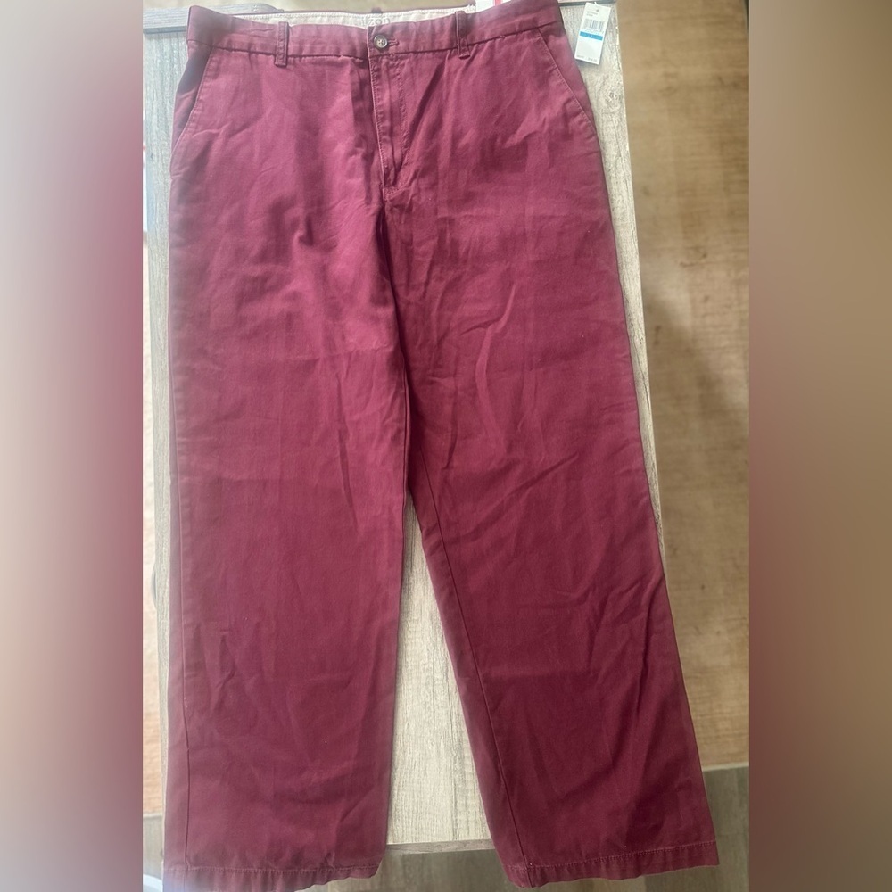 Izod Saltwater Maroon Straight Fit Pants 36x32
